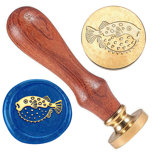 

PandaHall Wax Seal Stamp Set, Golden Tone Brass Sealing Wax Stamp Head, with Wood Handle, for Envelopes Invitations, Gift Card, Fish...