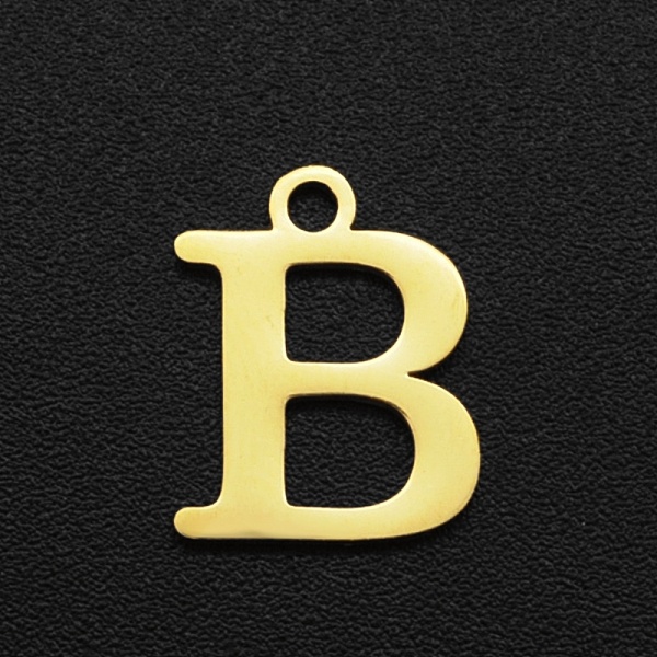 

PandaHall 201 Stainless Steel Charms, Laser Cut, Letter, Golden, Letter.B, 12x9.5x1mm, Hole: 1.5mm 201 Stainless Steel Letter B
