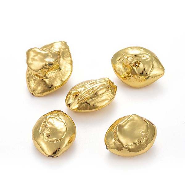 

PandaHall Natural Baroque Pearl Cultured Freshwater Pearl Beads, Covered with Brass, Golden Plated, 26~32x21~23x11~22mm, Hole: 0.8mm Pearl...