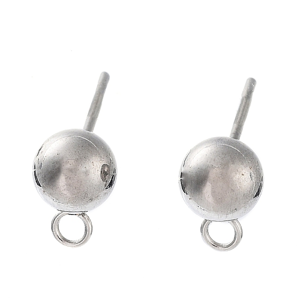 

PandaHall 304 Stainless Steel Ball Post Stud Earring Findings, with Loop and 316 Surgical Stainless Steel Pin, Stainless Steel Color...
