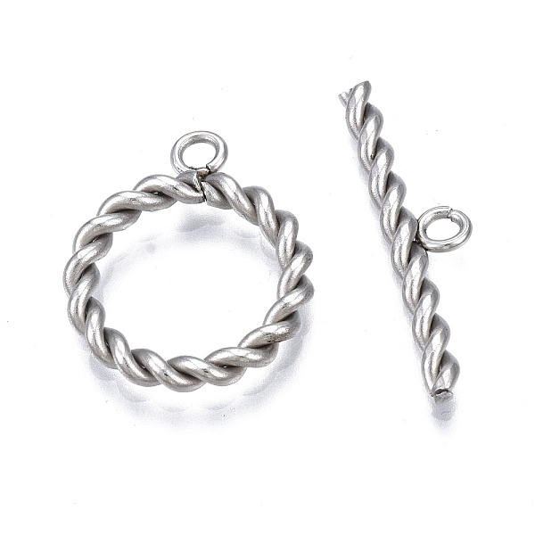 

PandaHall 201 Stainless Steel Toggle Clasps, Ring, Stainless Steel Color, Ring: 18x15x2.5mm, Hole: 1.8mm, Inner Diameter: 11mm, Bar: 23m5m2...