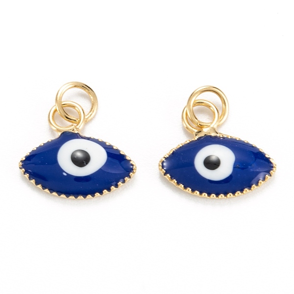 

PandaHall Brass Enamel Pendants, Real 18K Gold Plated, Long-Lasting Plated, Evil Eye, Dark Blue, 10x11x2mm, Hole: 2.6mm Brass+Enamel Eye