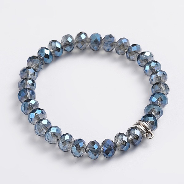 

PandaHall Electroplate Glass Beads Stretch Bracelets, with Antique Silver Alloy Findings, Blue, 60mm Glass Blue