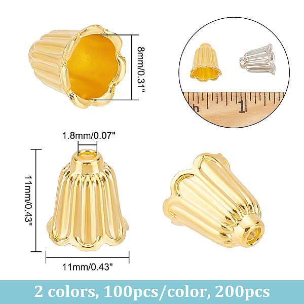 Nbeads 200шт 2 цвета колпачки для бусин из сплава