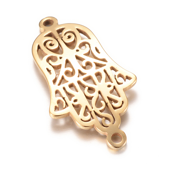 

PandaHall 201 Stainless Steel Links connectors, Hamsa Hand/Hand of Fatima/Hand of Miriam, Golden, 27x14.5x1mm, Hole: 1mm 201 Stainless Steel...