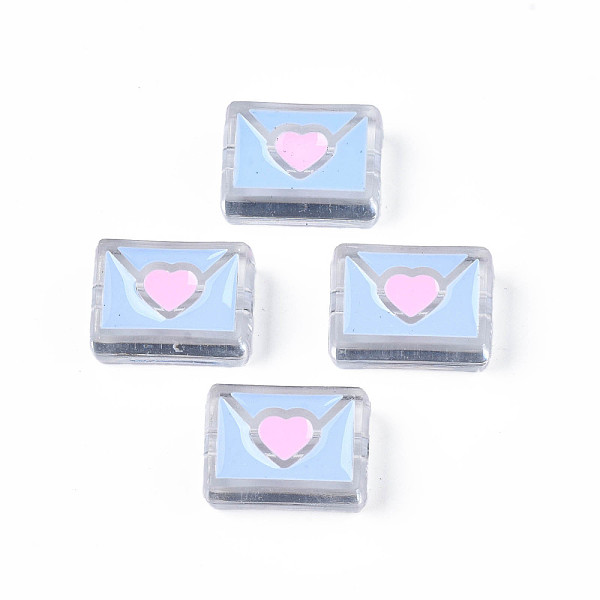 

PandaHall Transparent Acrylic Beads, with Enamel, Envelope, Light Sky Blue, 22x16x9mm, Hole: 3mm Acrylic Rectangle