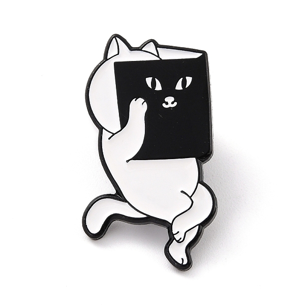 

PandaHall Cat with Book Enamel Pin, Animal Alloy Enamel Brooch for Backpack Clothes, Electrophoresis Black, White, 29x17x9.5mm, Pin: 1mm...