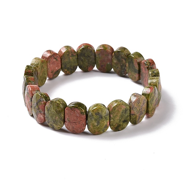 

PandaHall Natural Unakite Oval Beaded Stretch Bracelet, Gemstone Jewelry for Women, Inner Diameter: 2-1/8 inch(5.4~5.5cm) Unakite