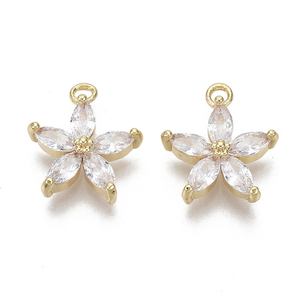 

PandaHall Brass Micro Pave Cubic Zirconia Charms, Nickel Free, Real 18K Gold Plated, Flower, Clear, 14x12x3mm, Hole: 1.5mm Brass+Cubic...