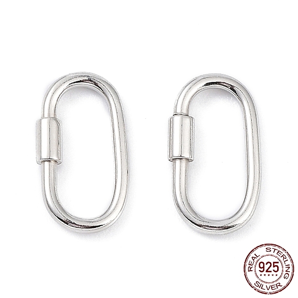 

PandaHall Rhodium Plated 925 Sterling Silver Locking Carabiner Clasps, Oval, Platinum, 15x8.5x1.5mm Sterling Silver Oval