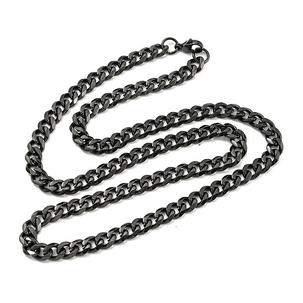 

PandaHall 201 Stainless Steel Curb Chain Necklaces, Black, 23.82 inch(60.5cm) 201 Stainless Steel