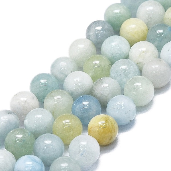 

PandaHall Natural Aquamarine Beads Strands, Round, 10~11mm, Hole: 1mm, about 37~39pcs/strand,5.35''~15.75''(39~40cm) Aquamarine Round