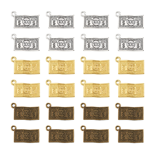 

PandaHall Beadthoven 60Pcs 3 Colors Zinc Alloy Pendants, DIY Accessories for Jewelry Making, Dollar Bills Shape, Mixed Color, 20x12.5x2mm...
