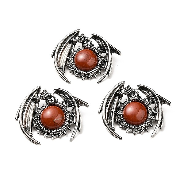 

PandaHall Natural Red Jasper Pendants, Dragon Charms, with Rack Plating Antique Silver Tone Alloy Findings, Cadmium Free & Lead Free...