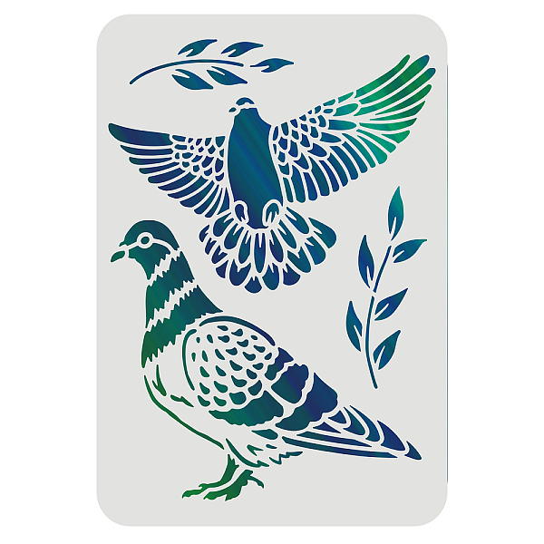 PandaHall FINGERINSPIRE Dove of Peace Stencil 29.7x21cm Peace Dove Olive Branch Stencils for Painting Reusable Pigeon Stencil for Painting...