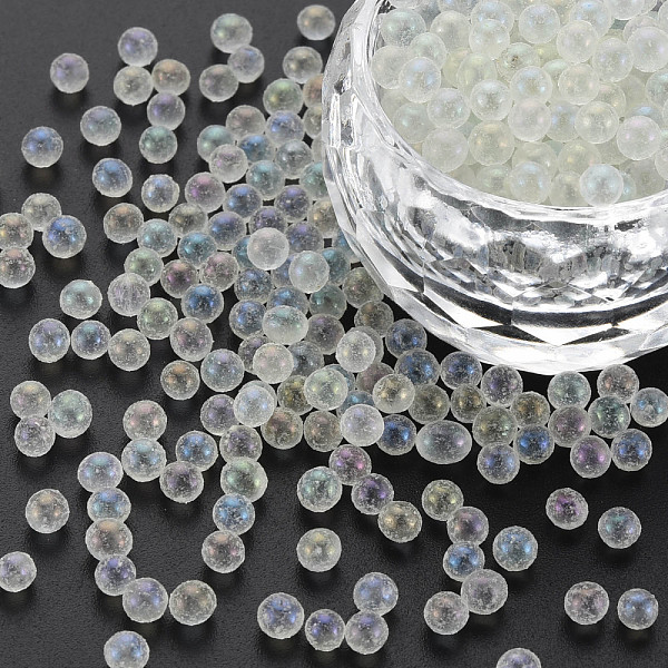 

PandaHall DIY Nail Art Decoration Mini Glass Beads, Tiny Caviar Nail Beads, AB Color Plated, Round, Clear AB, 3.5mm, about 450g/bag Glass..., White