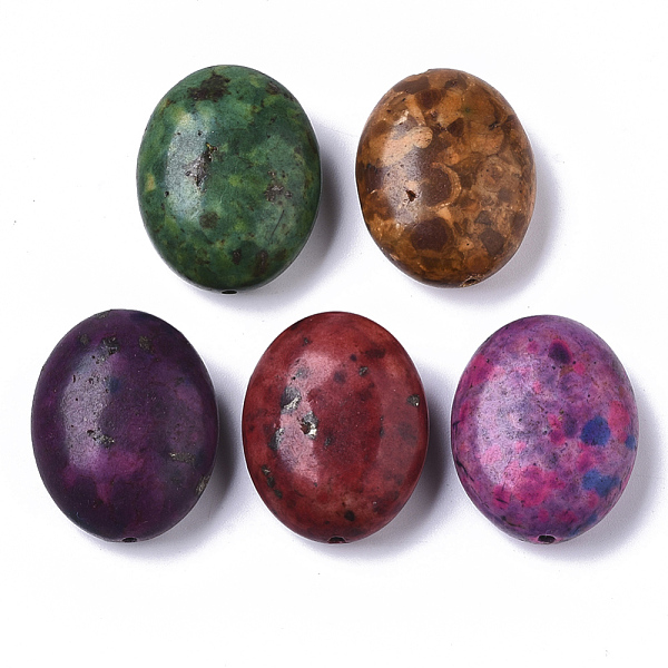 

PandaHall Synthetic Turquoise Beads Strands, Dyed, Oval, Mixed Color, 25x20x11mm, Hole: 1.4mm Synthetic Turquoise Oval Multicolor