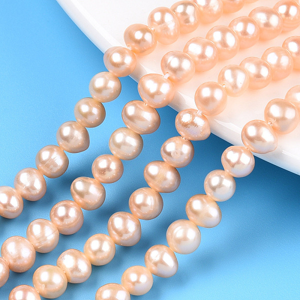 

PandaHall Natural Cultured Freshwater Pearl Beads Strands, Potato, PeachPuff, 5.5~6.5x5~6mm, Hole: 0.6mm, about 66pcs/strand, 14.37~14.57..., Brown