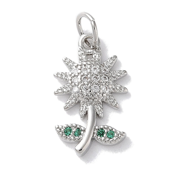 

PandaHall Rack Plating Brass Micro Pave Cubic Zirconia Pendants, Long-Lasting Plated, Lead Free & Cadmium Free, Flower, Platinum..., Clear