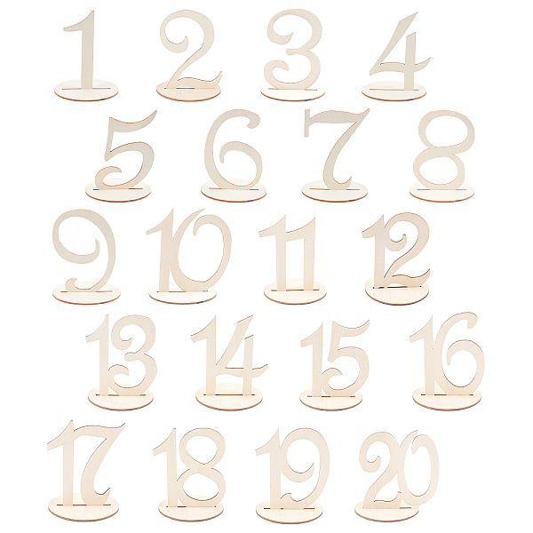 Wooden Table Number Stands Set