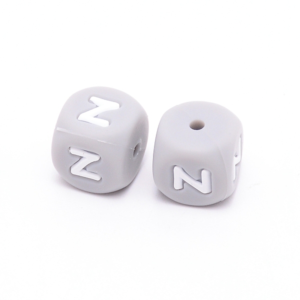 

PandaHall Silicone Beads, Cube with Letter.Z, Gray, 12x12x12mm, Hole: 2mm Silicone Cube Gray