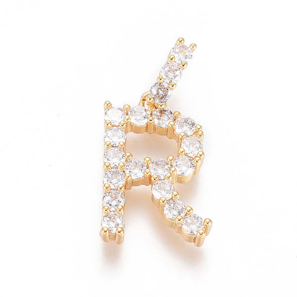Golden Plated Brass Micro Pave Clear Cubic Zirconia Pendants