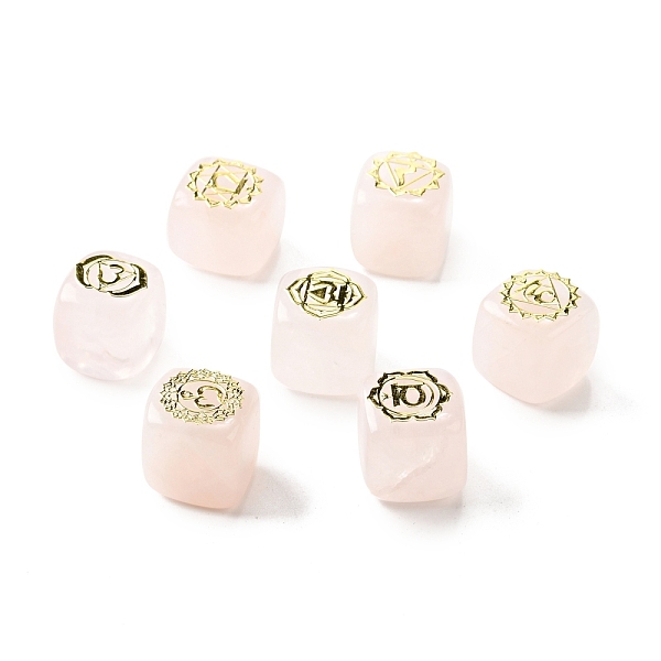 

PandaHall 7Pcs 7 Styles Natural Rose Quartz Beads, with Long-Lasting Plated Golden Tone Brass Chakra Pattern Slices, Lead Free & Cadmium...