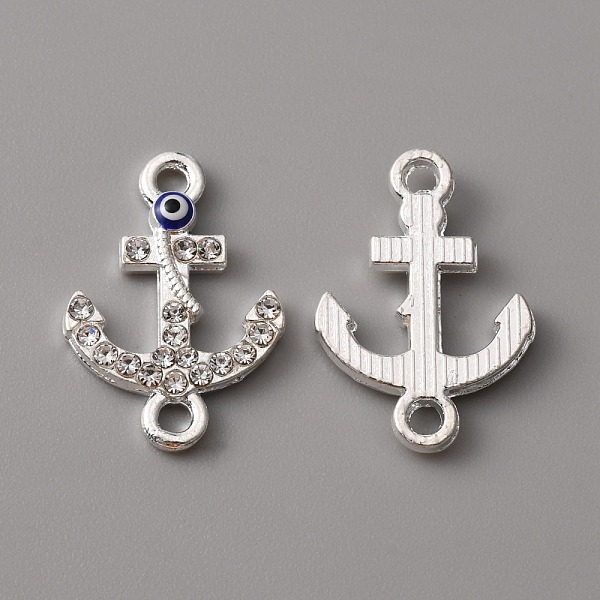 

PandaHall Alloy Enamel Evil Eye Connector Charms, with Crystal Rhinestones, Silver, Anchor, Medium Blue, 21x15x2.50mm,Hole:1.80mm Alloy..., Clear