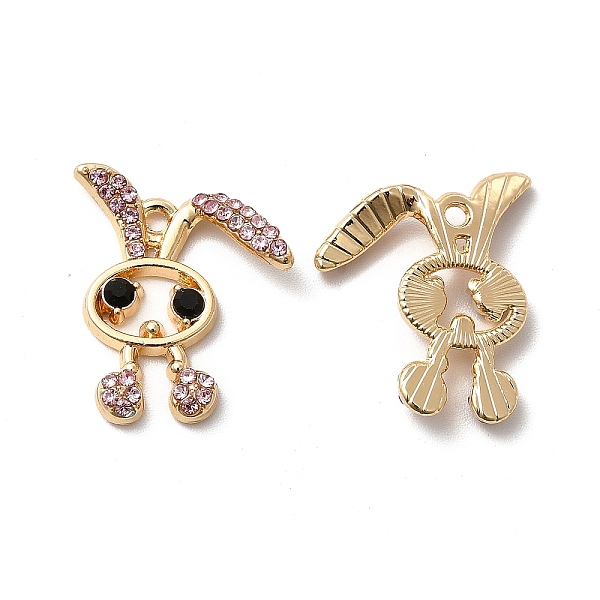 

PandaHall Alloy Rhinestone Pendants, Rabbit Charms, Light Gold, Light Rose, 21x17x4mm, Hole: 1.6mm Alloy+Rhinestone Rabbit Pink