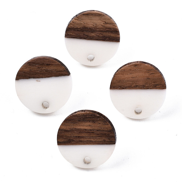 

PandaHall Opaque Resin & Walnut Wood Stud Earring Findings, with 304 Stainless Steel Pin, Flat Round, Creamy White, 15mm, Hole: 1.8mm, Pin...
