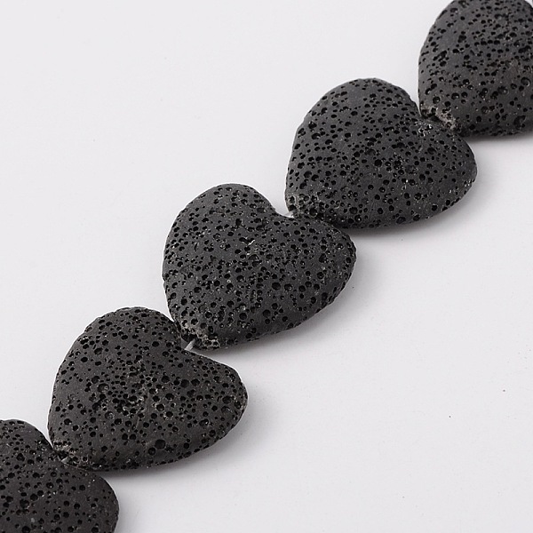 

PandaHall Natural Lava Rock Beads Strands, Dyed, Heart, Black, 26~30x26~30mm, Hole: 2mm, about 15 pcs/strand Lava Rock Heart Black