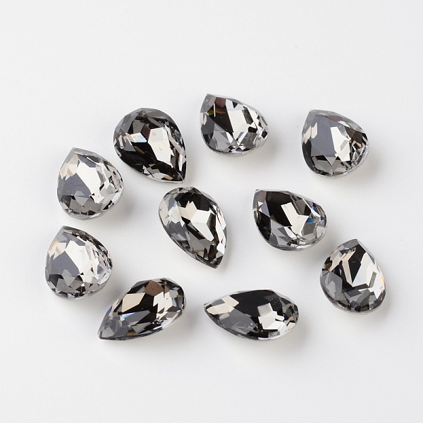 

PandaHall Faceted Teardrop K9 Glass Rhinestone Cabochons, Pointed Back & Back Plated, Grade A, Black Diamond, 18x13x6mm Glass Rhinestone..., Gray
