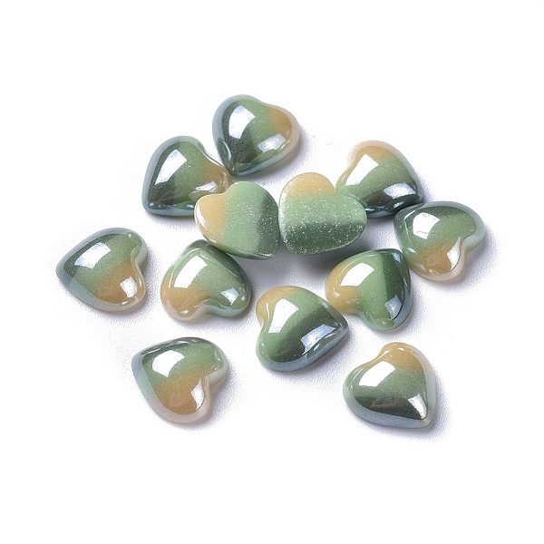 

PandaHall Opaque Glass Cabochons, Stripe Pattern, Heart, Colorful, 9.5~10x10x4mm Glass Heart