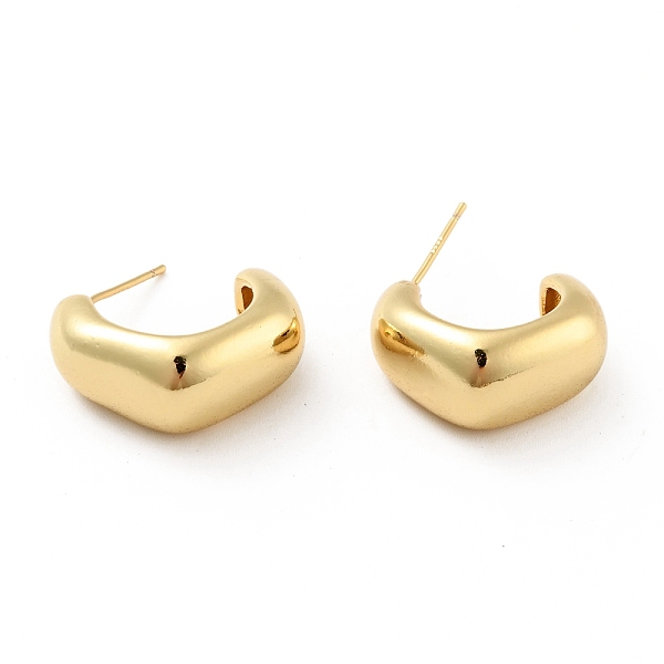 

PandaHall Brass Thick C-Shaped Stud Earrings, Half Hoop Earrings for Women, Cadmium Free & Nickel Free & Lead Free, Real 18K Gold Plated...