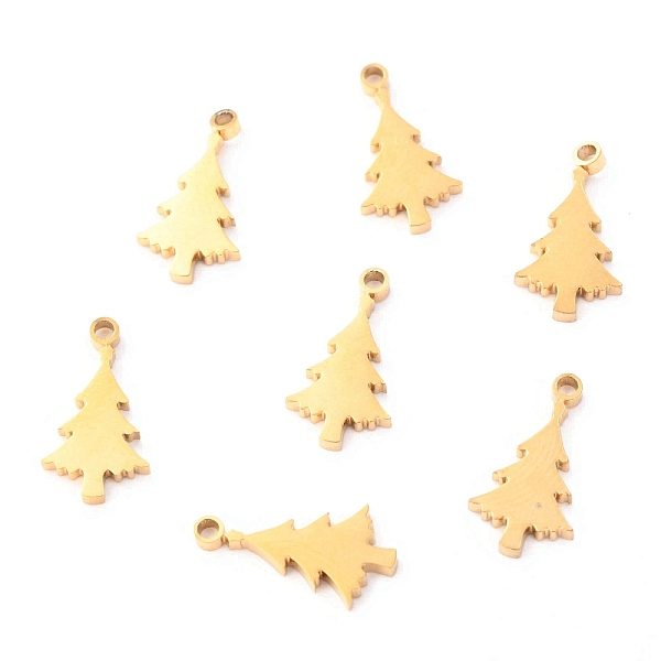 

PandaHall Christmas 304 Stainless Steel Charms, Laser Cut, Christmas Tree, Golden, 10.5x6.5x1.1mm, Hole: 1mm 304 Stainless Steel Tree