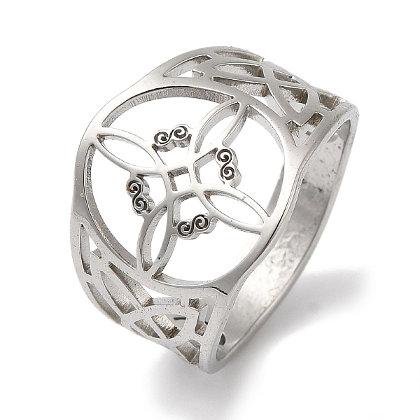 

PandaHall 304 Stainless Steel Hollow Witch Knot Wide Finger Rings for Women, Stainless Steel Color, Inner Diameter: 17mm 304 Stainless Steel...