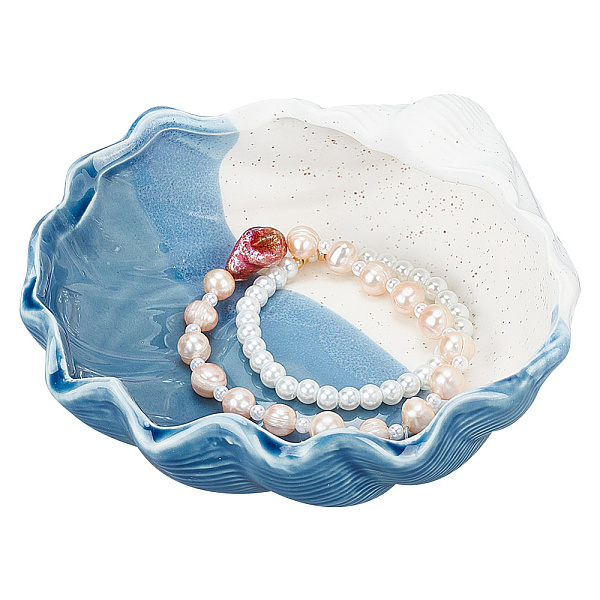 

PandaHall Shell Shape Porcelain Jewelry Plate, Storage Tray for Rings, Necklaces, Earring, Steel Blue, 150x142x56.5mm, Inner Diameter...