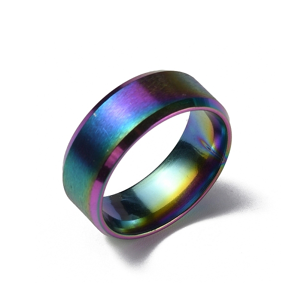 

PandaHall Titanium Steel Wide Band Finger Rings for Women Men, Plain Band Rings, Rainbow Color, 8mm, Inner Diameter: US Size 9 1/4(19.1mm)...
