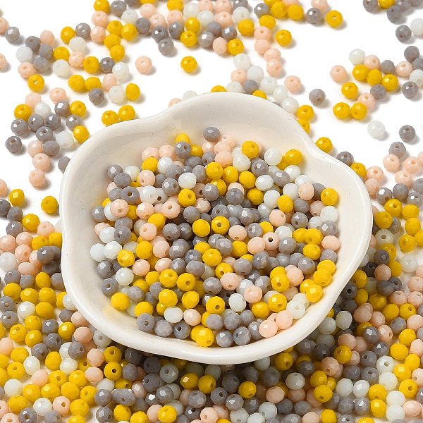 

PandaHall Glass Beads, Faceted, Rondelle, Yellow, 4x3mm, Hole: 0.4mm, about 6800pcs/500g Glass Rondelle Yellow