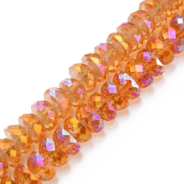 

PandaHall Electroplate Transparent Glass Beads Strands, Faceted, Half Round, Dark Orange, 9x5mm, Hole: 1.6mm, about 75pcs/strand, 16.14 inch...