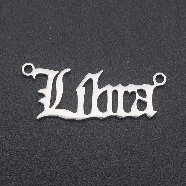 

PandaHall 201 Stainless Steel Links, Twelve Constellations, Old English, Laser Cut, Libra, 9.5x24.5x1mm, Hole: 1.2mm 201 Stainless Steel...