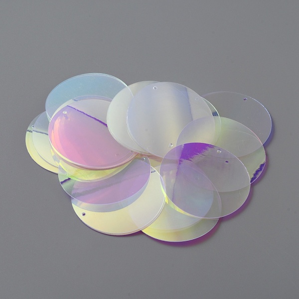 

PandaHall Iridescent PVC Paillette/Sequins Pendants, Flat Round, Ornament Accessories, Plum, 40x0.2mm, Hole: 1.4mm, about 100pcs/bag PVC..., Purple