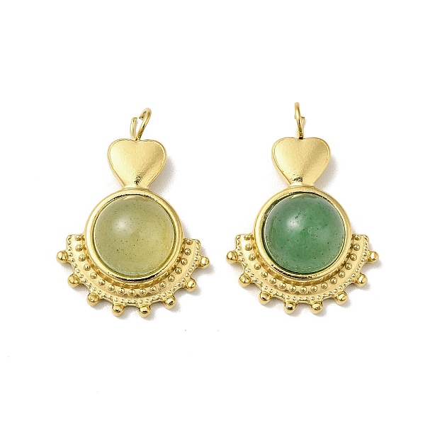 

PandaHall Heart Natural Green Aventurine Pendants, with Ion Plating(IP) Golden Tone 304 Stainless Steel Findings, Fan Charm...