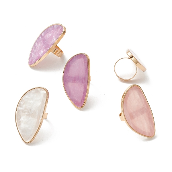 PandaHall Adjustable Resin Platette Rings, with Alloy Finger Ring, Nail Art Tool, for Acrylic UV Gel Polish Foundation Mixing, Fan Shape...