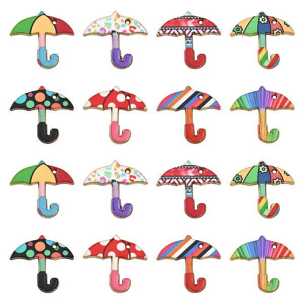 

PandaHall 40Pcs 8 Colors Printed Alloy Enamal Pendants, Light Gold, Umbrella, Mixed Color, 20.5x21x1.5mm, Hole: 1.2mm, 5pcs/color..., Multicolor