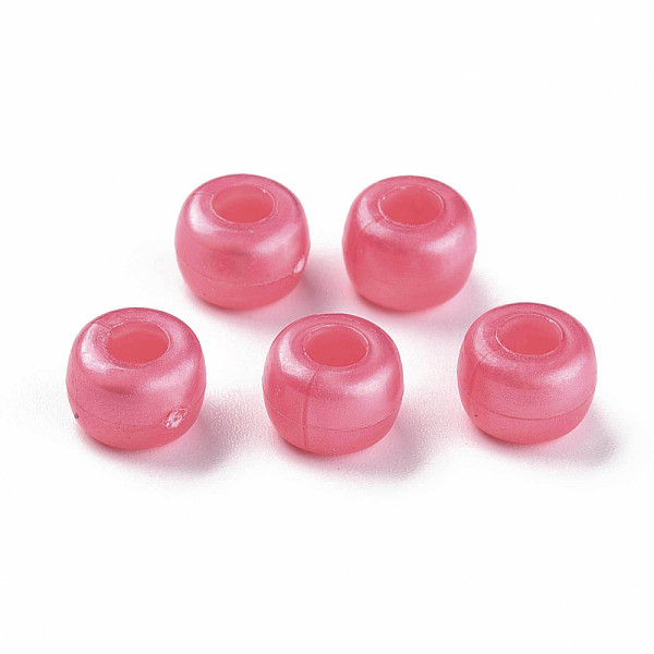 

PandaHall Plastic Pearlized Beads, Barrel, Pale Violet Red, 9x6mm, Hole: 3.5mm, about 1900pcs/500g. Plastic Barrel