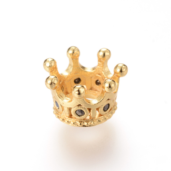 

PandaHall Brass Micro Pave Cubic Zirconia Beads, Crown, Golden, 11x7mm, Hole: 6mm Brass+Cubic Zirconia Crown
