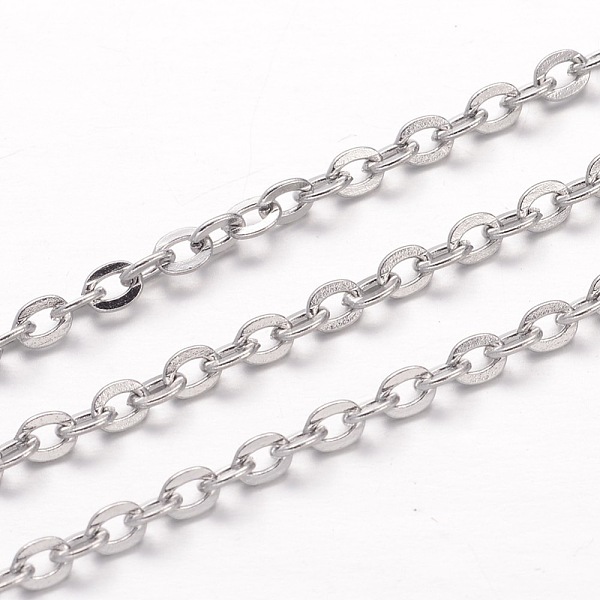 

PandaHall 304 Stainless Steel Cable Chains, Soldered, with Spool, Flat Oval, for Jewelry Making, Stainless Steel Color, 3x2.5x0.4mm, about...