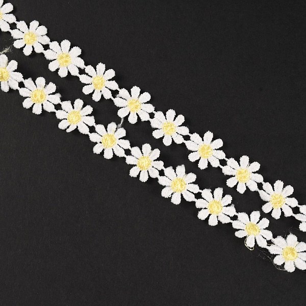 

PandaHall Milk Fiber Ribbon, Garment Accessories, Flower Pattern, Light Goldenrod Yellow, 5/8 inch(17mm) Cotton Flower