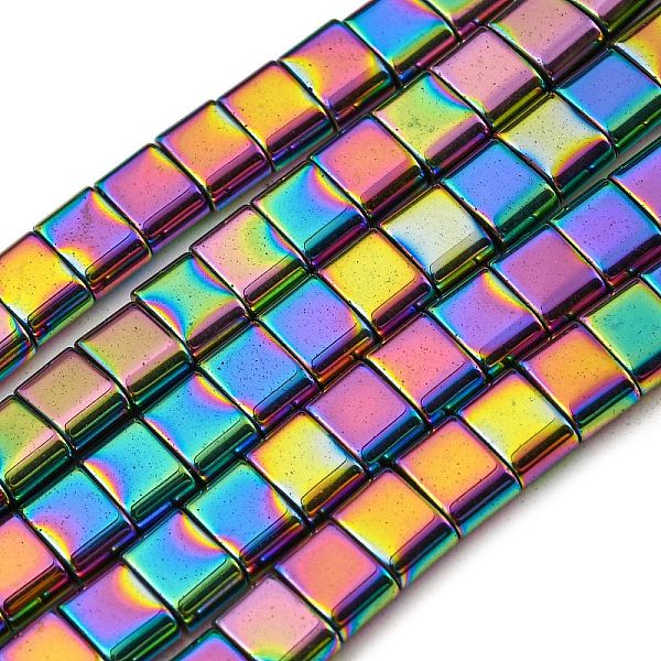

PandaHall Electroplated Non-magnetic Synthetic Hematite Beads Strands, Rectangle, 2-Hole, Colorful, 6x4x3mm, Hole: 1.2mm, about 95pcs/strand...